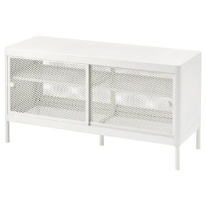 Storage bench with sliding doors, white